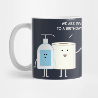 We are invited to a birthday party - light text Mug